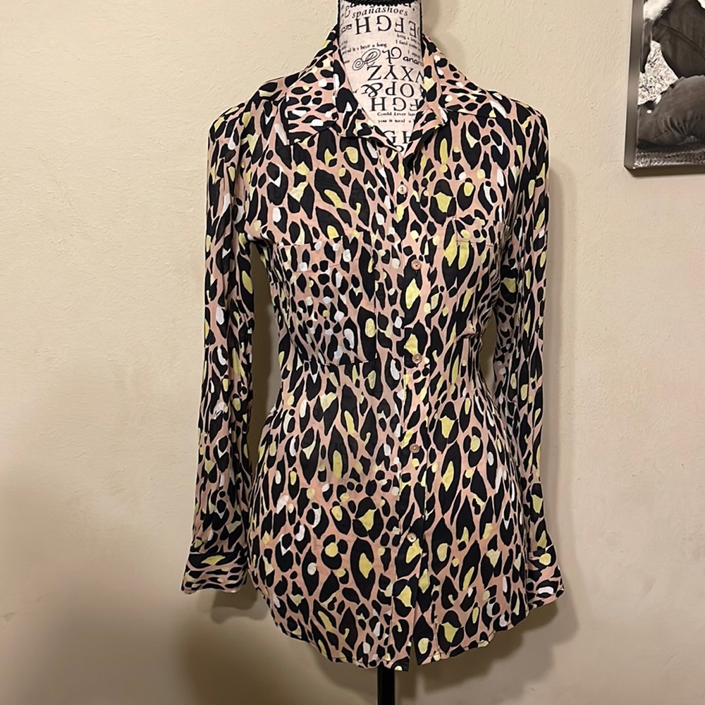 Trina Turk, Cheetah Print, Button Down, XS